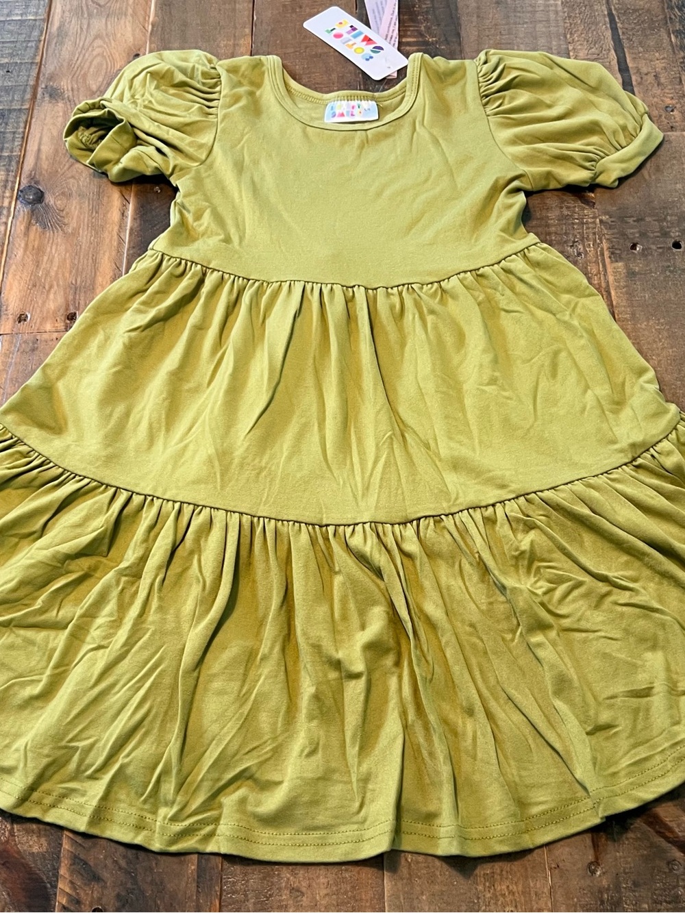 Dot Dot Smile size 5/6 girls solid green Tier dress new